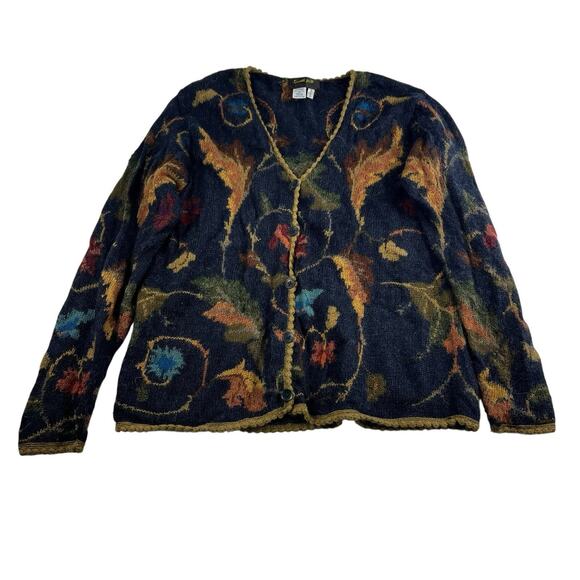 Invisible World Sz XL Alpaca V-Neck Button Cardigan Sweater Juneau Alaska Womens - Picture 1 of 11